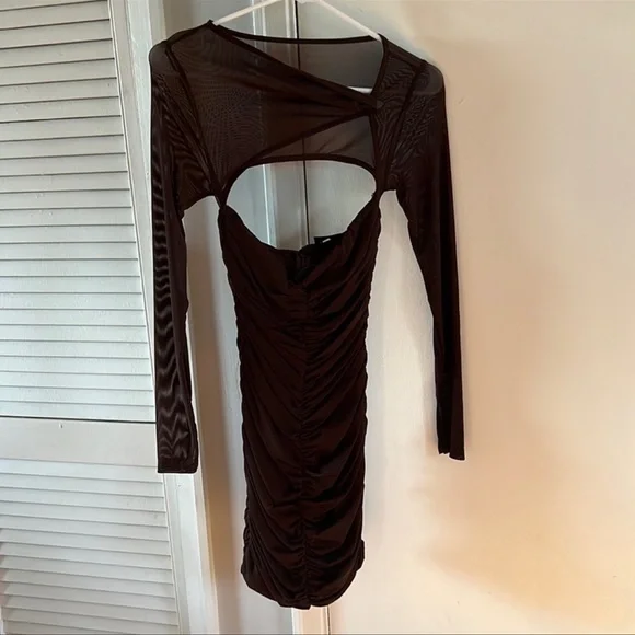 White Fox Boutique Chocolate Brown Been A Minute Mini Dress - Picture 4 of 8